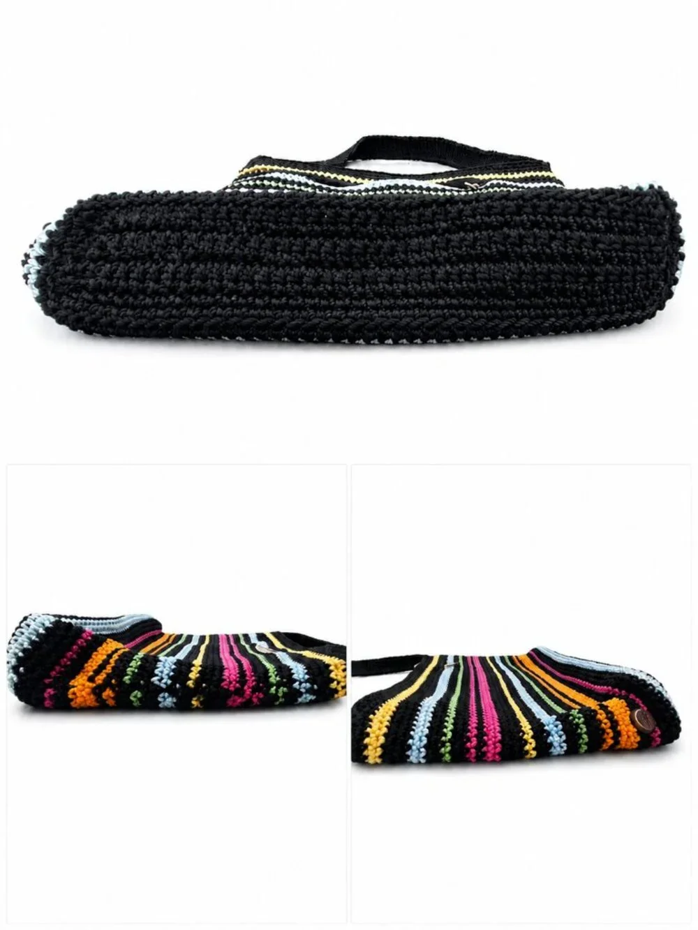 TheSak Crochet Shoulder Bag Y2K Colorful Striped Boho Retro Artsy Maximalist Fun